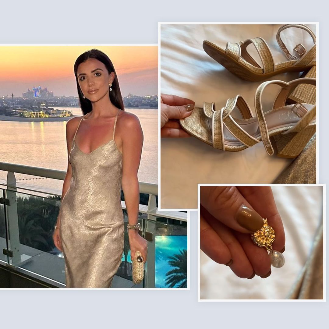 Lucy Meck is a golden goddess in 'classy' £32.99 New Look dress & she's giving me holiday inspiration with the accessories too