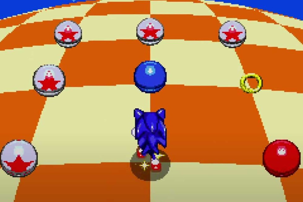 A screenshot of Blue Spheres mode in Sonic Origins.