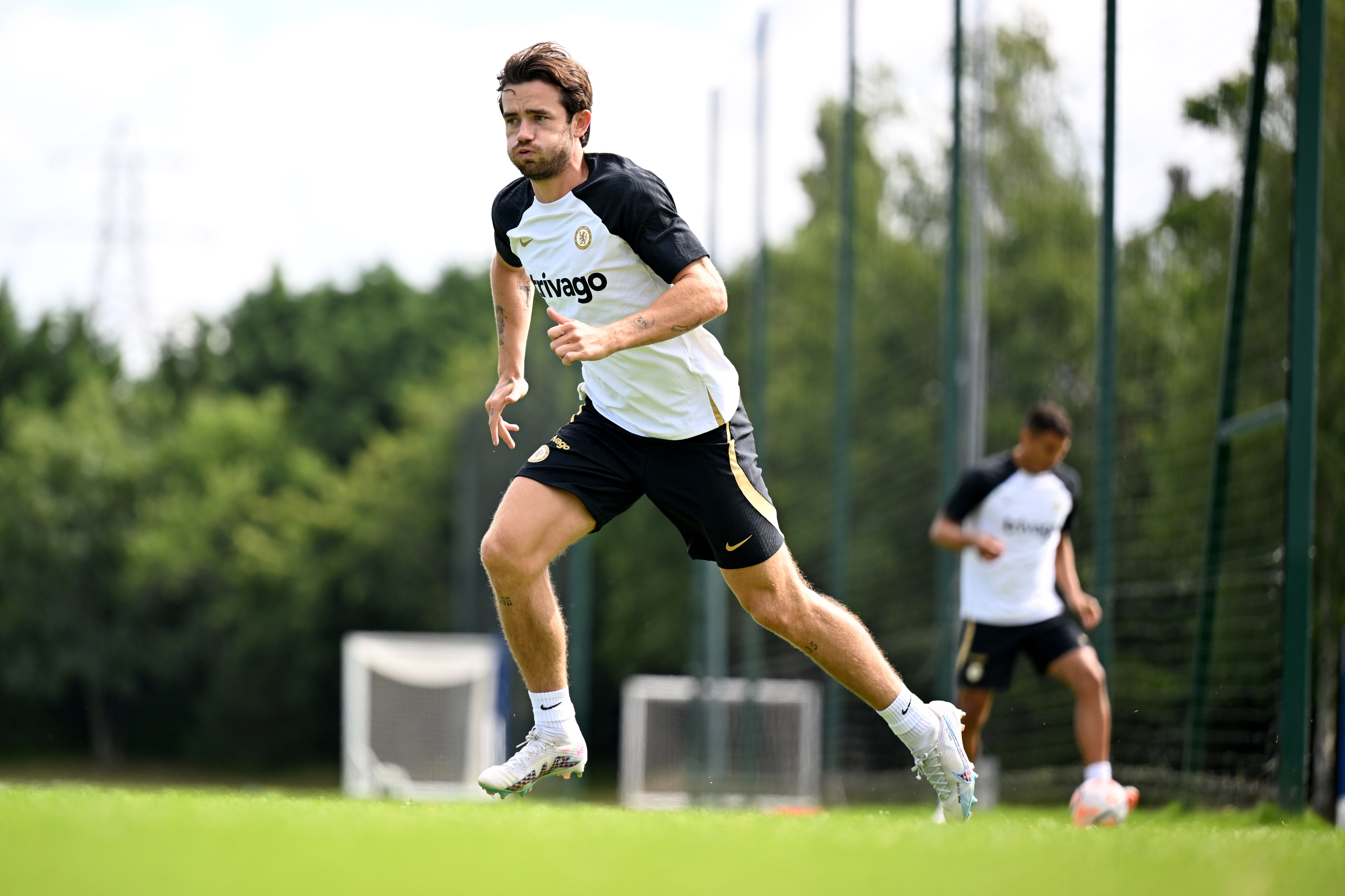 Ben Chilwell of Chelsea during a training session at Chelsea Training Ground