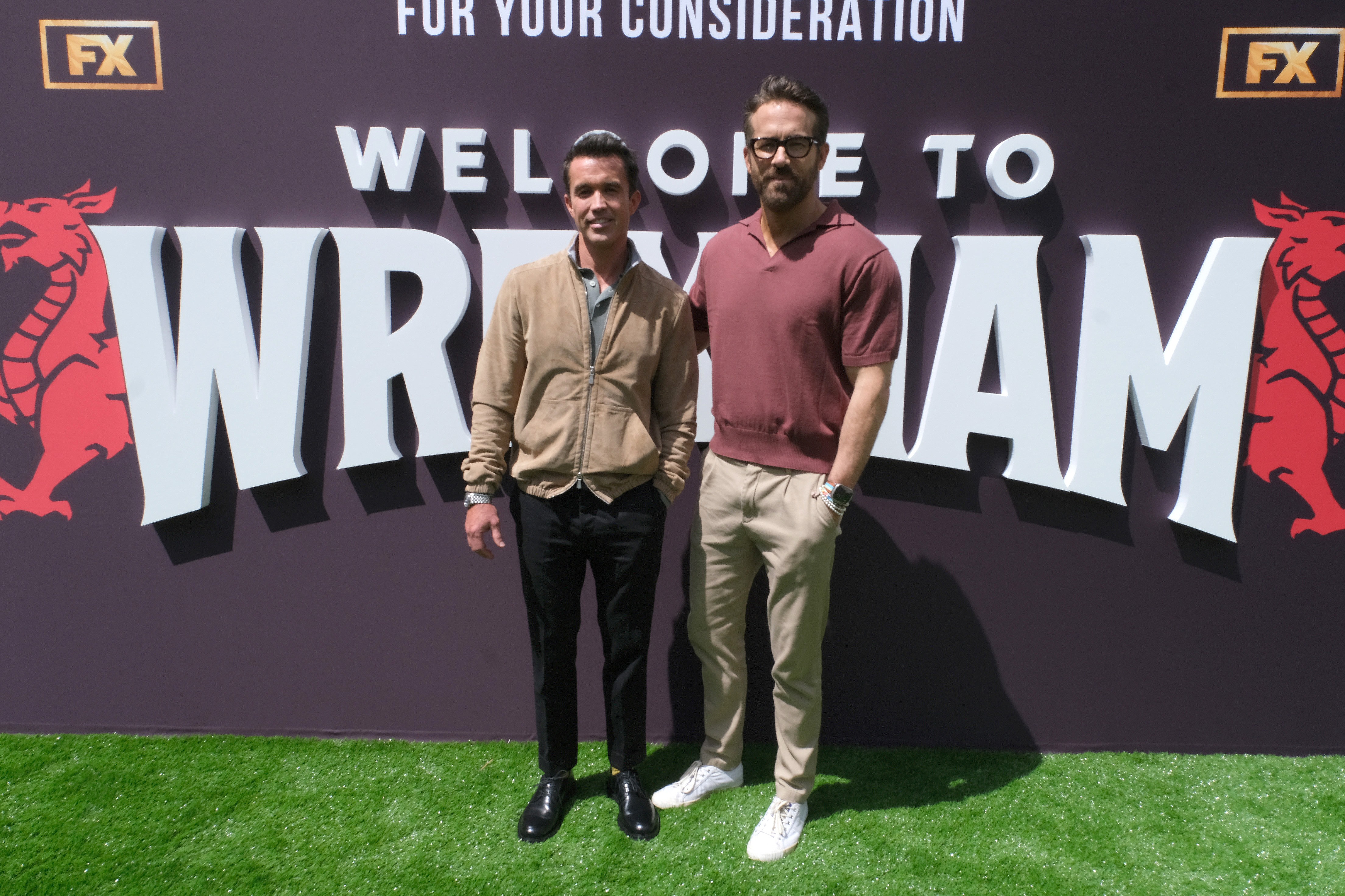Ryan Reynolds and Rob McElhenney attend the FYC Red Carpet For FX's "Welcome To Wrexham"