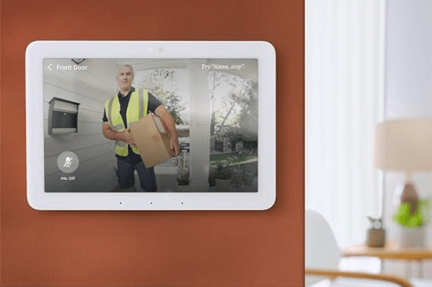 Delivery man on an Amazon echo hub