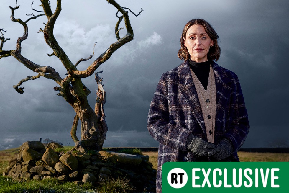Suranne Jones stood in a field, in front of a tree for Suranne Jones: Investigating Witch Trials