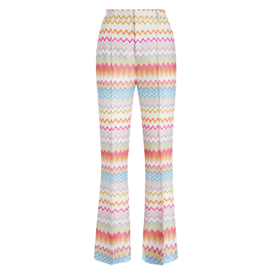 Capri trousers in chevron lamé knit with sequins