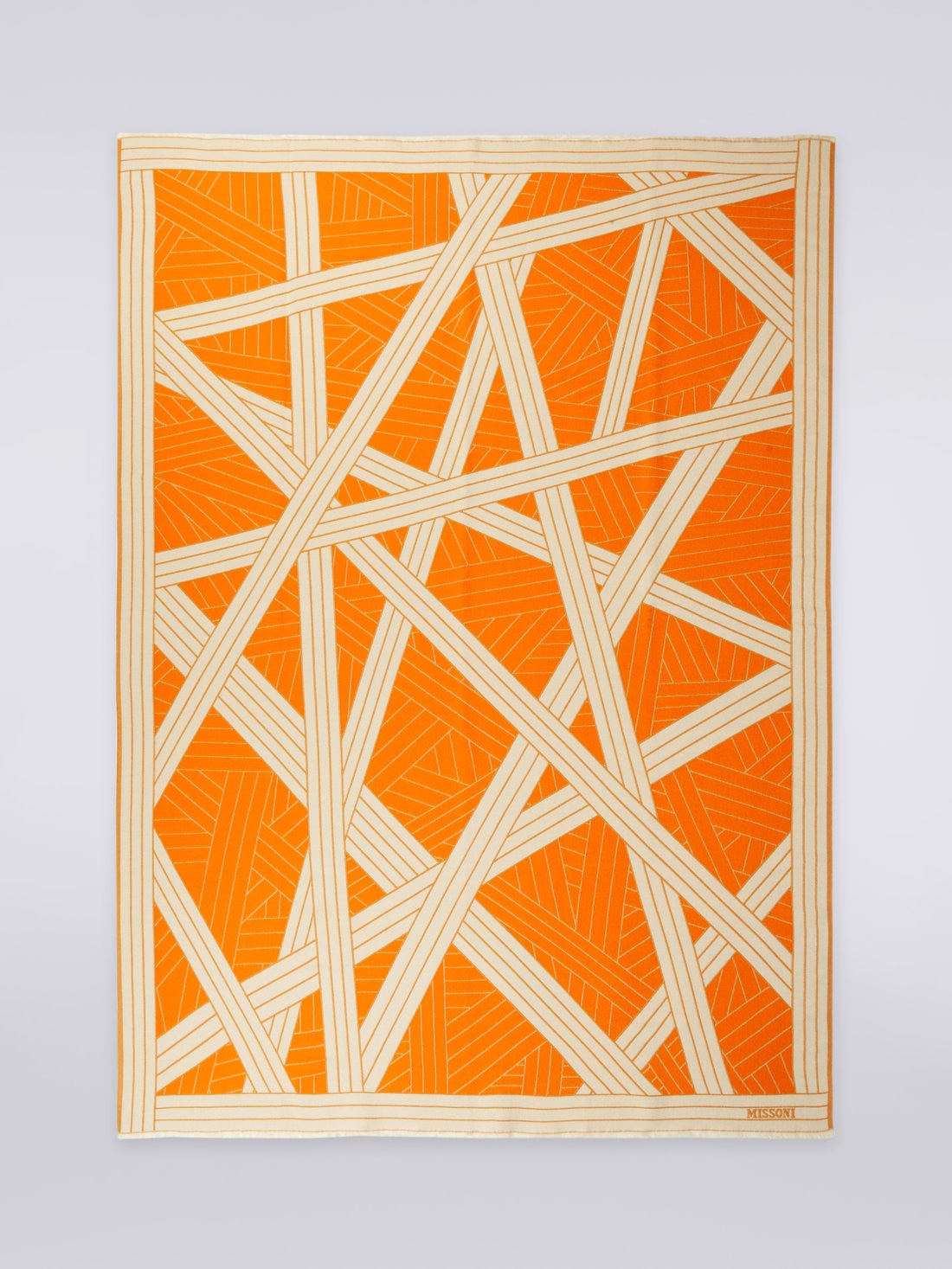 Manta Nastri 135×190 cm en lana, cachemira y seda, Naranja - 8051575836954 - 1