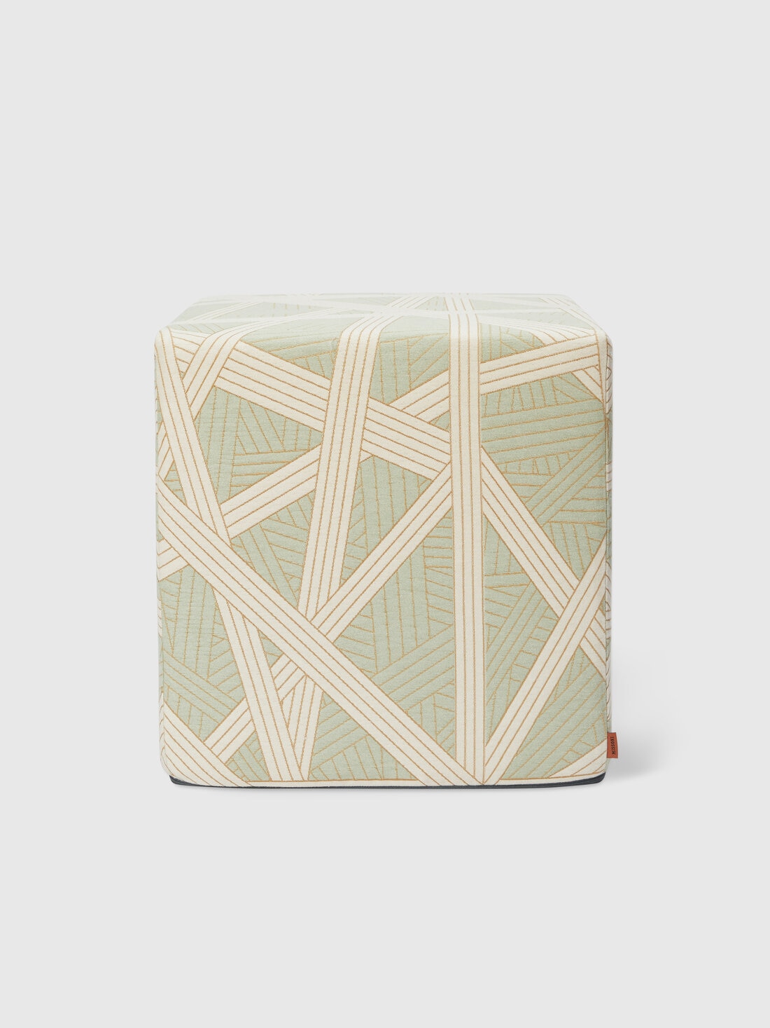 Nastri 40x40x40 cm footstool cube with contrasting stitching, Green - 8053147119267 - 0