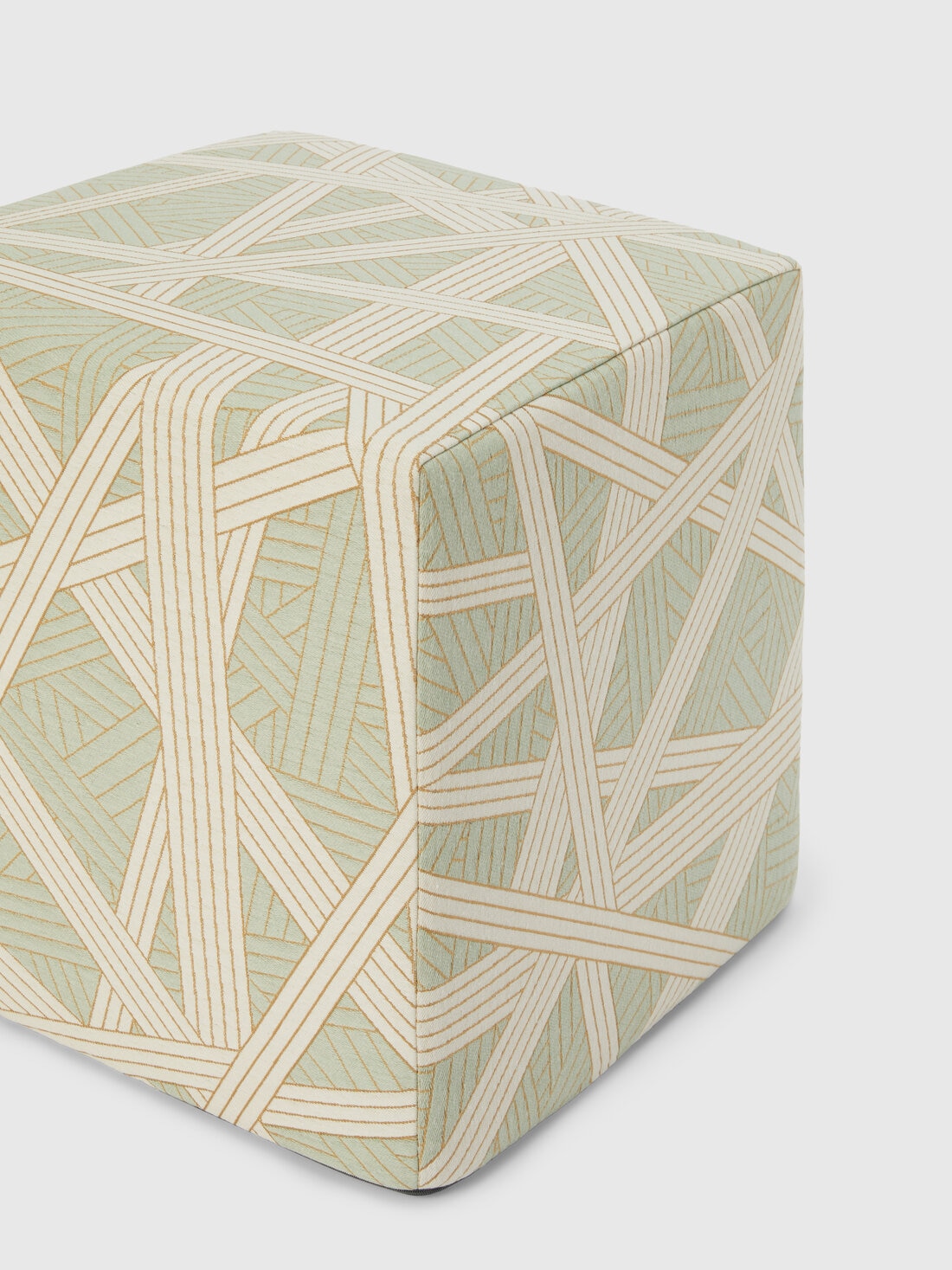 Nastri 40x40x40 cm footstool cube with contrasting stitching, Green - 8053147119267 - 1