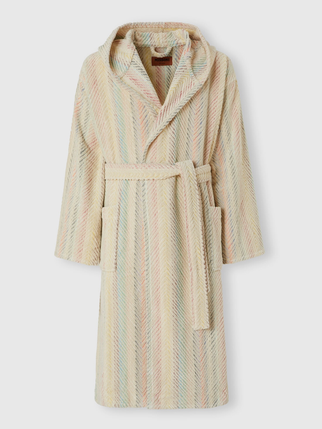 Harmony chevron cotton terry bathrobe, Multicoloured  - 1D3AC99705100 - 0