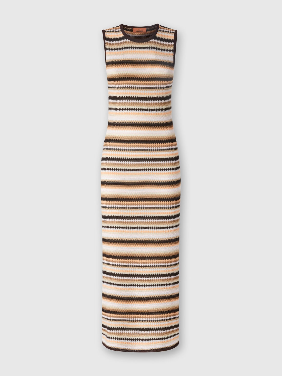 Sleeveless midi dress in striped wool and viscose, Multicoloured  - DS24WG1WBK039XSM9GH - 0