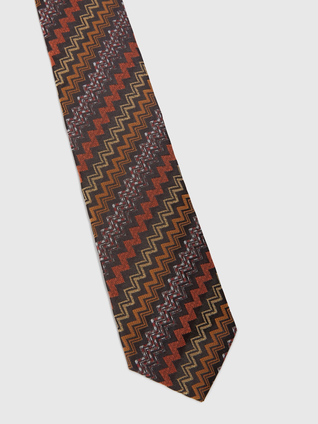 Corbata de seda con motivo en zigzag, Multicolor  - 8053147141916 - 1