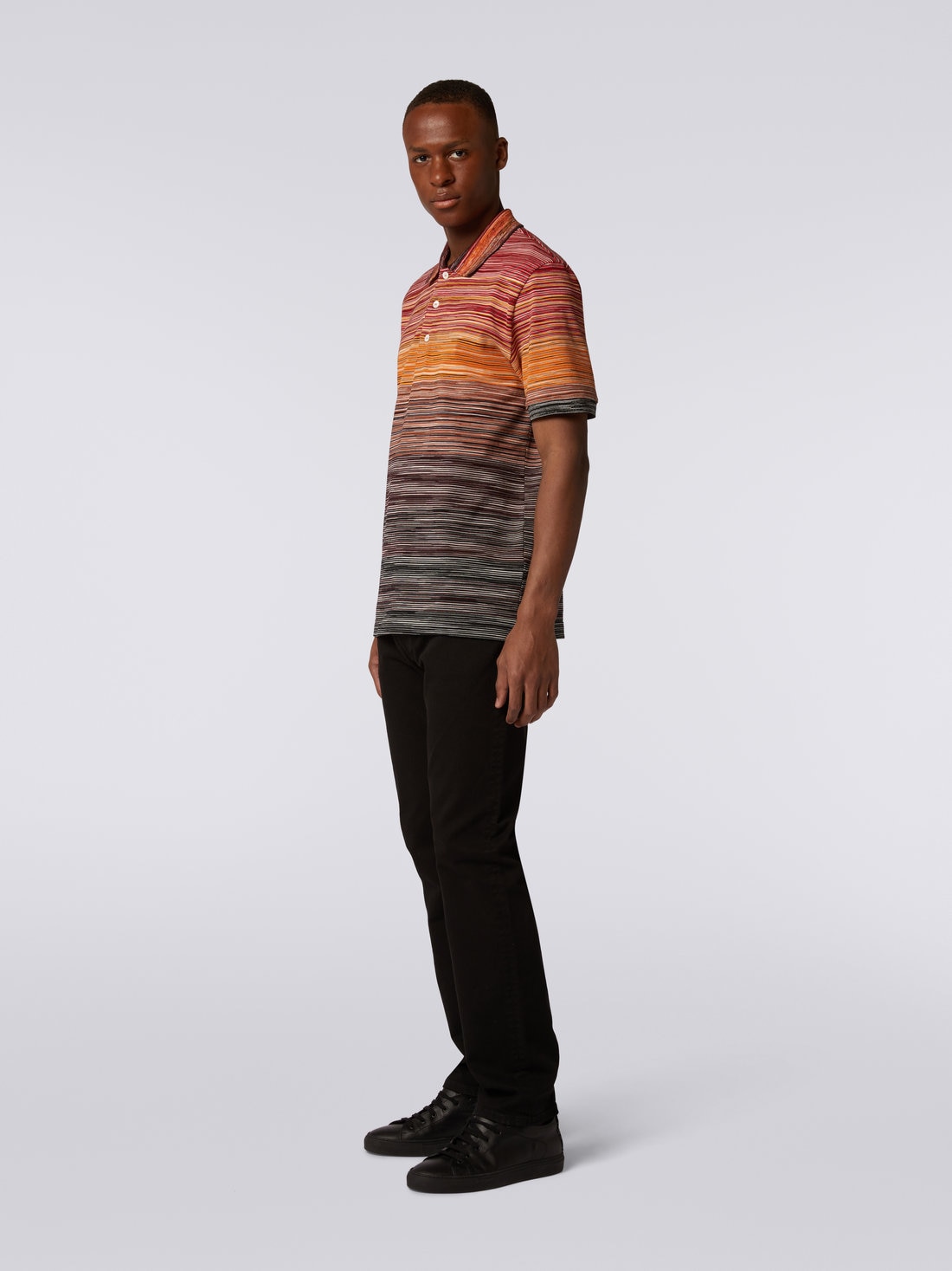 Short-sleeved polo shirt in slub cotton piqué, Multicoloured  - US23W205BJ0014SM8Z1 - 2