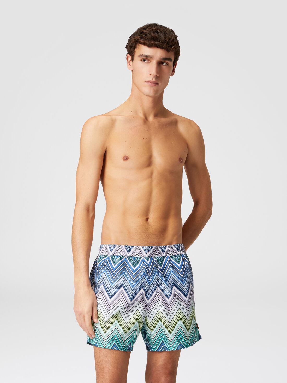 Swimming trunks with large zigzag print, Multicoloured  - US24SP00BW00S3SM991 - 1