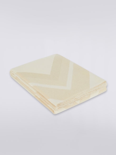 Manta Cornelio 130×190 cm de lana zigzag, Blanco  - 1C3PL9900748