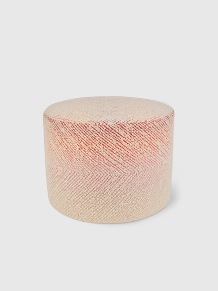 Pouf rond Brouges 40x30 cm à chevrons avec détails bouclés, Rouge  - 1C4LV00022156