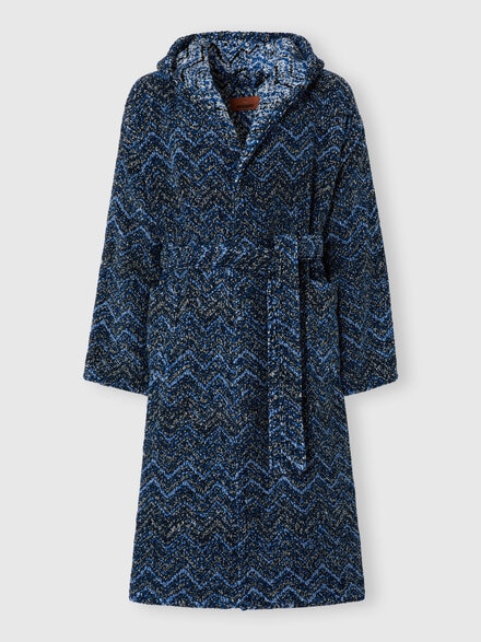 Azul cotton terry chevron bathrobe, Blue - 1D3AC99713150