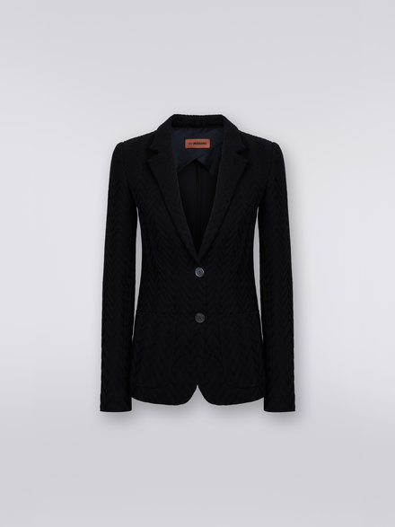 Blazer aus Baumwolle und Viskose - Raschel Verarbeitung, Schwarz    - DC23WF00BR00JE93911