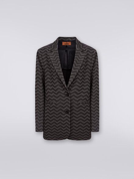 Cotton chevron single-breasted blazer , Black    - DS23WF0HBT0069S91JB