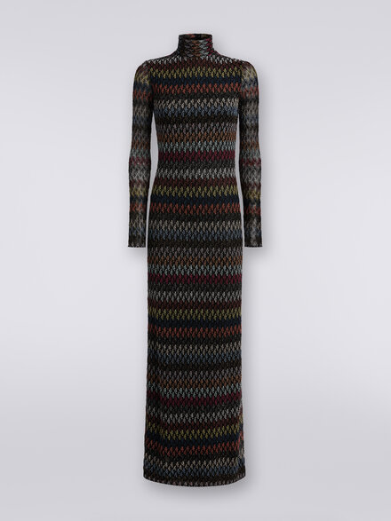 Long dress in raschel knit lamé viscose , Multicoloured  - DS23WG4ZBR00K8S91HI