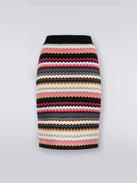 Wool blend chevron knit skirt, Multicoloured  - DS23WH1XBK030JSM94U