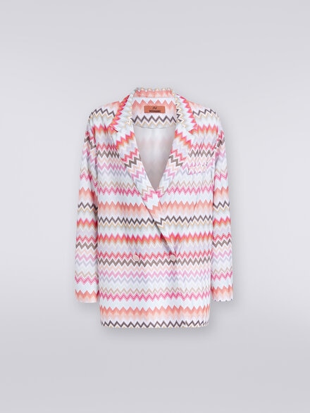 Chaqueta cruzada de algodón y viscosa estampado zigzag, Multicolor  - DS24SF03BR00UMSM96Q