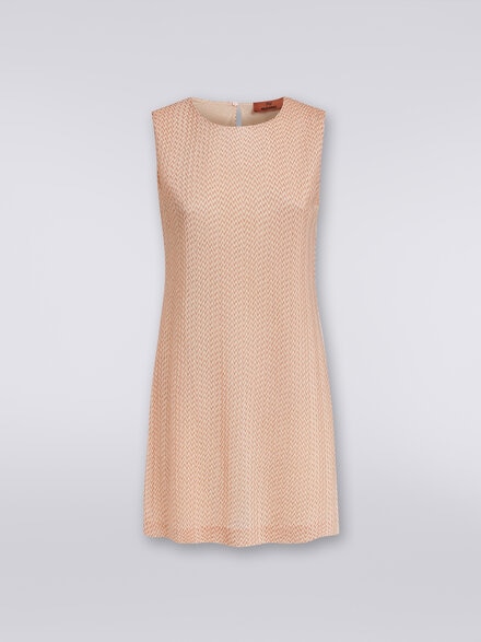 Sleeveless minidress in lamé viscose, Beige - DS24SG1JBR00UNS01AP