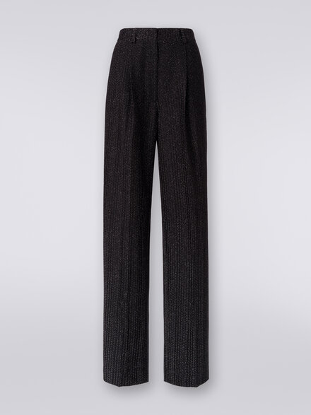 Trousers in lamé viscose blend, Black    - DS24SI08BR00UNS91IG