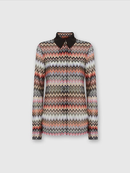 Camisa de algodón y viscosa zigzag  , Multicolor  - DS24SJ05BR00UMSM96P