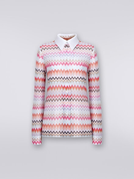 Bluse aus Baumwolle und Viskose mit Zickzackmuster  , Mehrfarbig  - DS24SJ05BR00UMSM96Q
