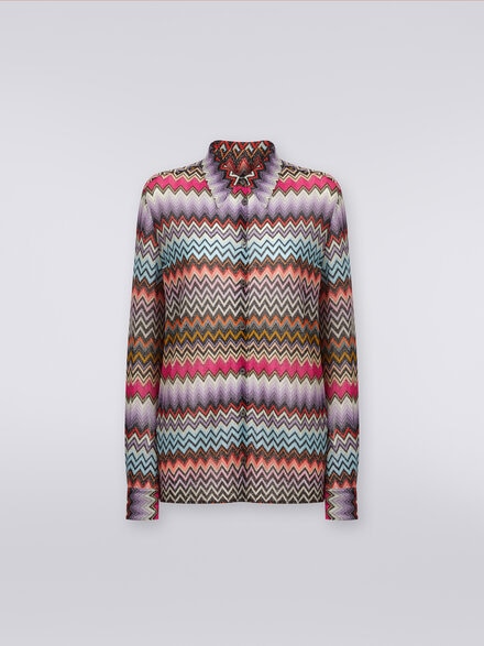 Viscose chevron knit shirt with lurex, Multicoloured  - DS24SJ0GBR00YBSM9CI