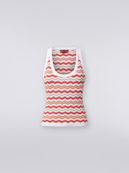 Camiseta interior de punto de algodón y viscosa zigzag, Multicolor  - DS24SK10BK034FSM9AN