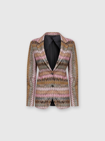 Blazer en maille de viscose à chevrons lamé, Multicolore  - DS24WF06BR00YFS415L