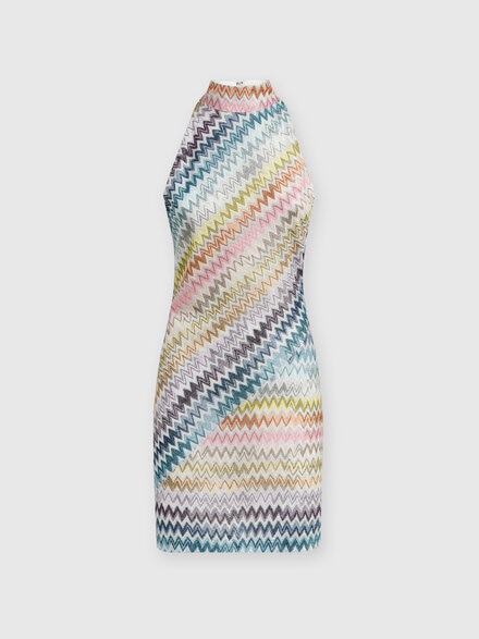 Sleeveless mini-dress in zig zag lamé viscose, Multicoloured  - DS24WG0YBR00YFSM9EP