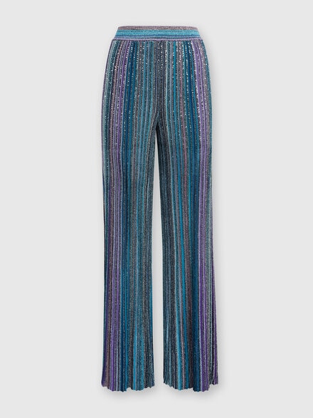 Ribbed trousers with sequins, Multicoloured  - DS24WI0QBK039ESM9G9