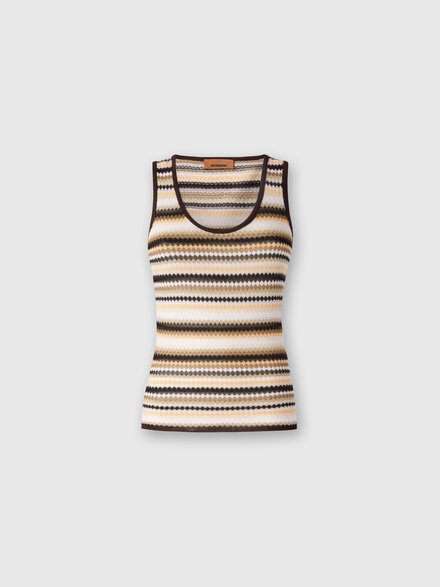 Striped cotton and viscose tank top, Multicoloured  - DS24WK0LBK039XSM9GH