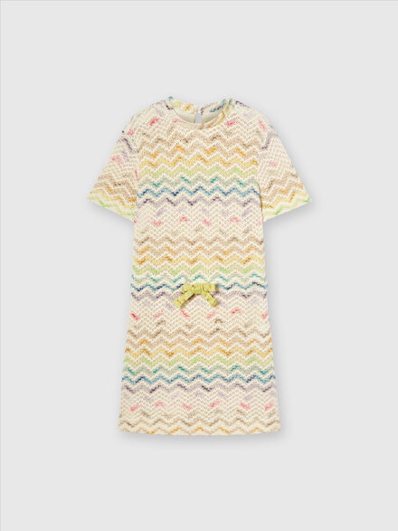 Cotton blend chevron knit dress, Multicoloured  - KS24SG03BV00FVS01CW