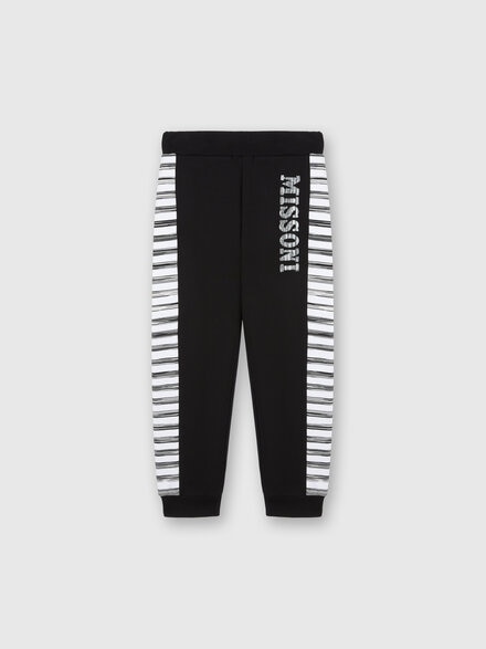 Cotton joggers with slub inserts, Black & White - KS24SI00BV00FWSM92O