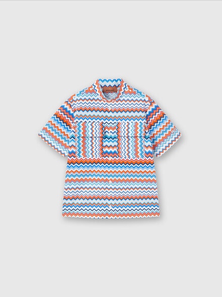 Chemise à manches courtes en coton à zig-zag, Multicolore  - KS24SJ00BV00FWSM927