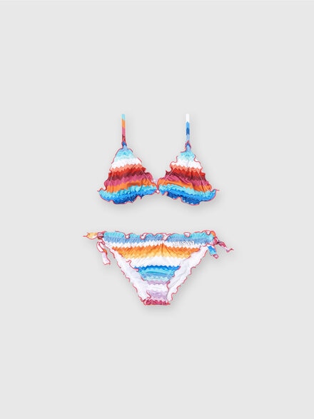 Bikini con motivo zig zag e logo , Multicolore  - KS24SP00BV00FVSM923