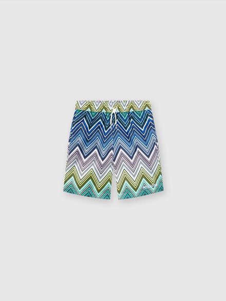 Short de bain avec motif à chevrons et imprimé logo, Multicolore  - KS24SP02BV00FWS72GI