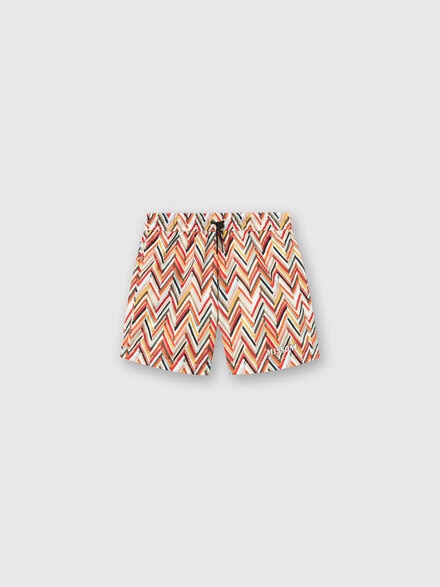 Short de bain avec motif zig-zag et logo, Multicolore  - KS24SP04BV00FWS415P