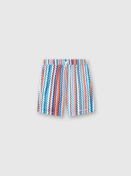 Short de bain avec imprimé zig-zag et logo, Multicolore  - KS24SP05BV00FWSM927