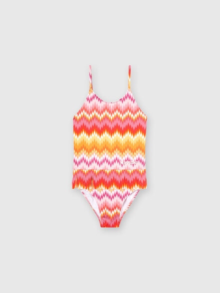 Costume intero chevron con scritta logo, Multicolore  - KS24SP07BV00FVSM923