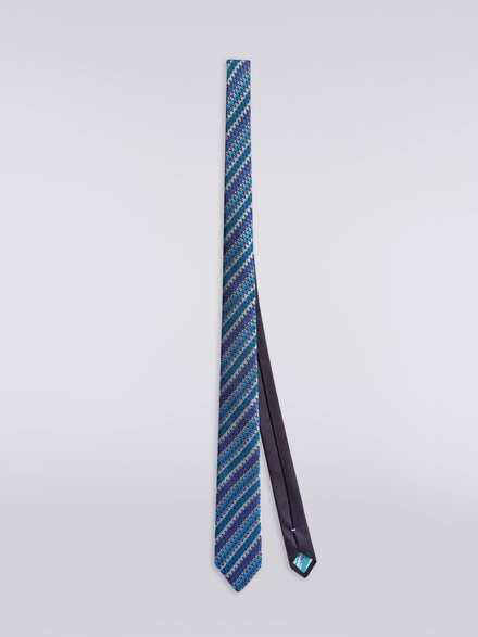 Corbata de seda con rayas oblicuas y en zigzag, Multicolor  - LS23WS0EBV00DBSM67U