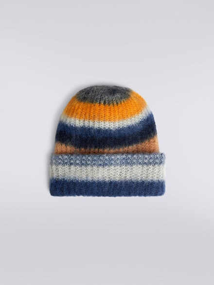 Striped mohair blend beanie, Multicoloured  - LS23WS16BV00EMSM67R