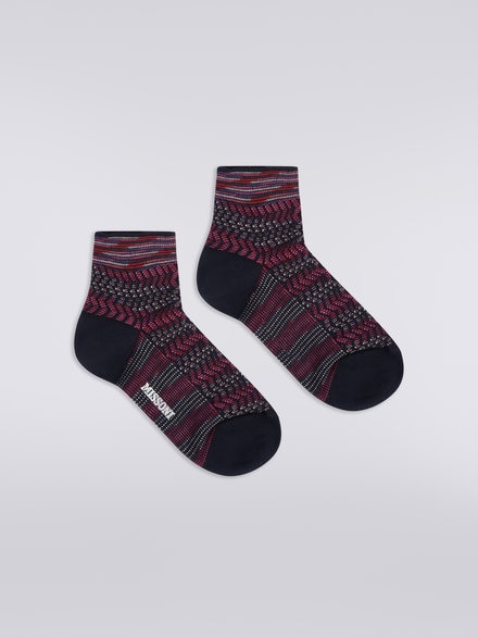 Multi-worked short cotton and nylon socks, Multicoloured  - LS23WS3JBV00ENSM67S