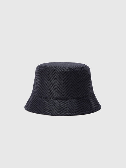 Bucket hat in cotone e viscosa chevron, Multicolore  - LS24SS02BV00FTSM67T