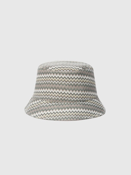 Bucket hat in viscose and cotton with zigzag pattern, Multicoloured  - LS24SS04BV00FTSM67R