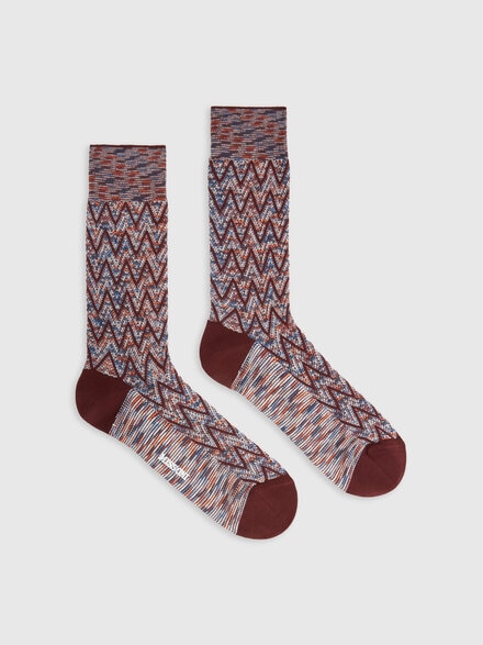 Zigzag cotton blend short socks, Multicoloured  - LS24SS0ABV00FTSM67S