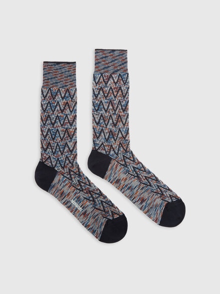 Zigzag cotton blend short socks, Multicoloured  - LS24SS0ABV00FTSM67U