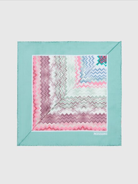 Silk foulard scarf with zigzag pattern, Multicoloured  - LS24SS0VBV00FUSM8DG