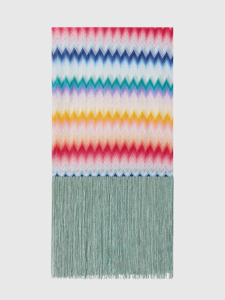 Viscose chevron stole with lamé, Multicoloured  - LS24SS1HBV00FUSM67U